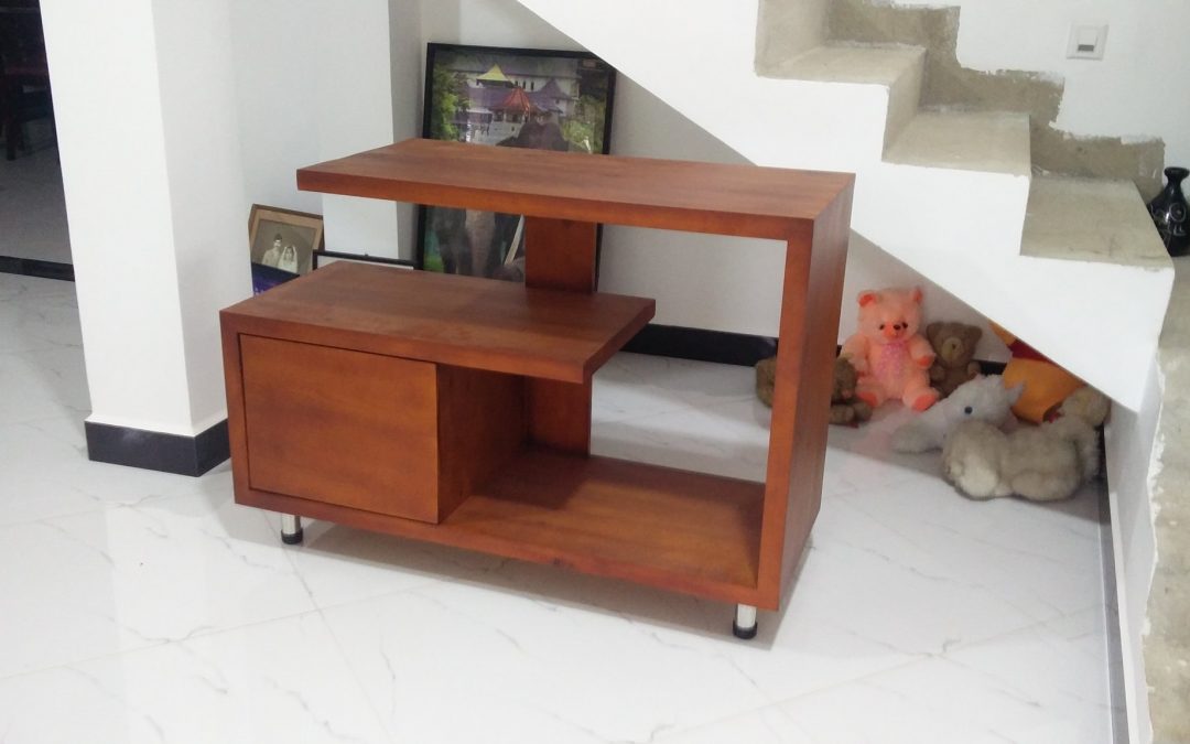 Mahogani TV Stand, with Custom Made Stainless Steel Legs