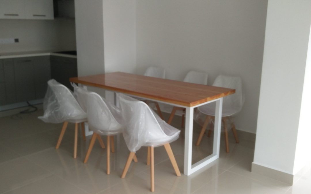 Elegant White Duglas Fir Dining Table