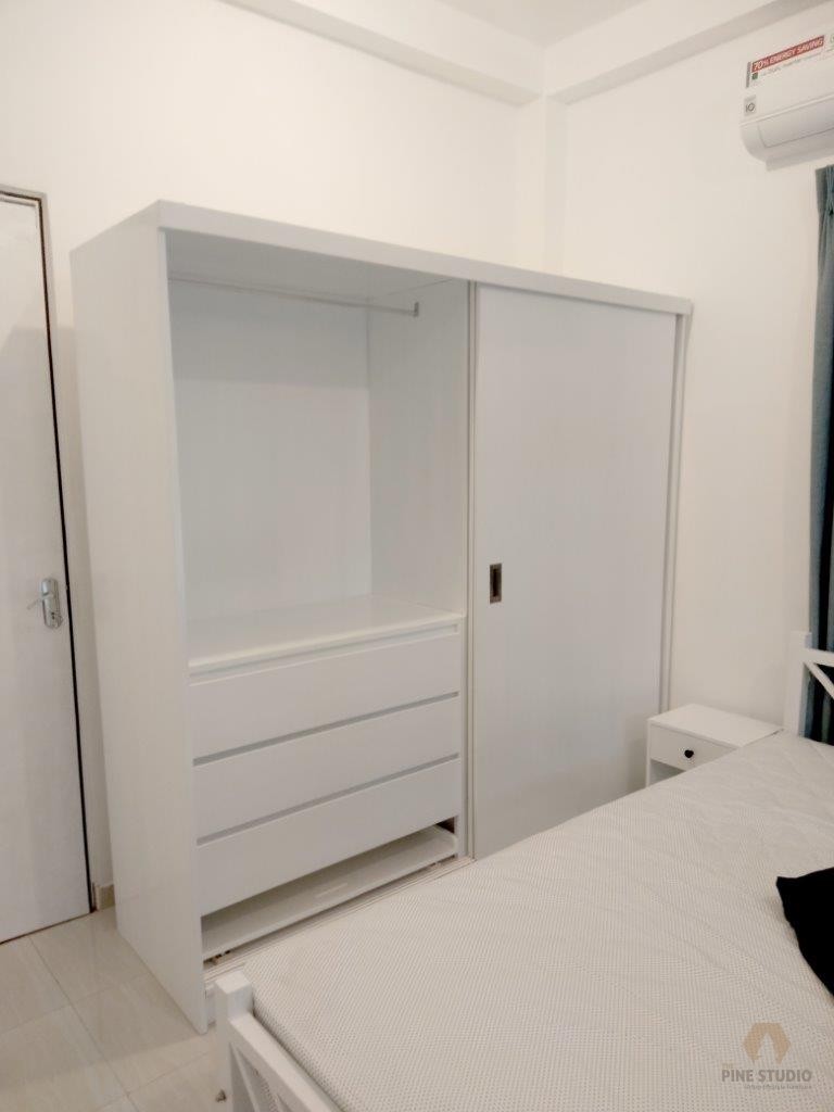 White elegant Closet, wardrobe, Cupboard, Sliding Door, Drawers, ShoeRack Included made in sri lanka by the pinestudio, custom furniture interior designers (3)