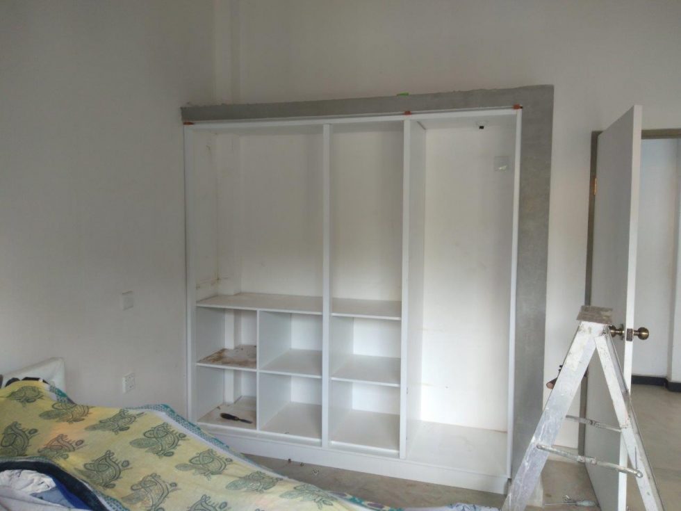 Elegant White wall mounted custom made wardrobe Almirah, Almari, Almera, Cupboard made bt the