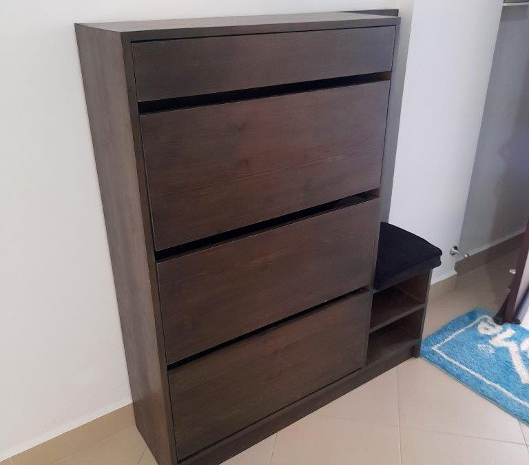 Golden Ebony Finish, Pinewood Shoe Rack by The Pine Studio Sri Lanka