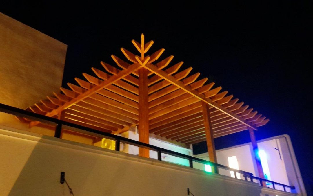 Douglas Fir & Pinewood MIXED Wooden PERGOLA installed in Negombo