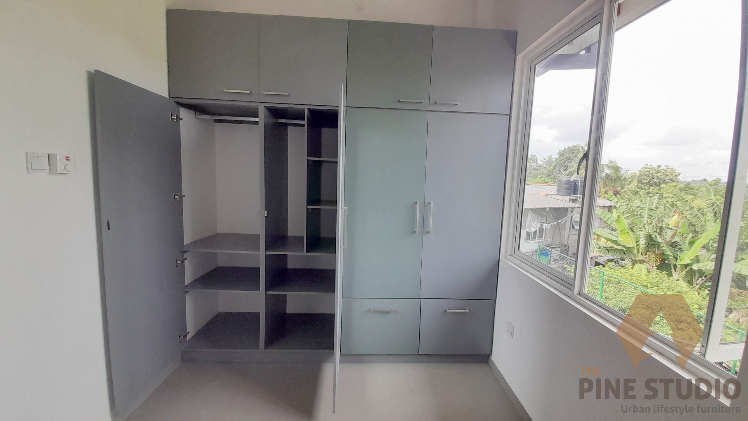 Wardrobe, Closet, gray almeira, cupboard, wall mounted cupboard, made in sri lanka, custom made, fiber board, colour wardrobe (8)